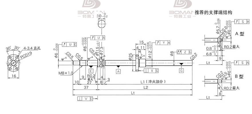 KURODA DP0801JS-HDNR-0180B-C3F 黑田丝杆支撑组件